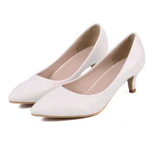 Women’s Low Kitten Heel Pumps Classic Fashion Dress Pumps Plain Heeled Shoes for Office Work