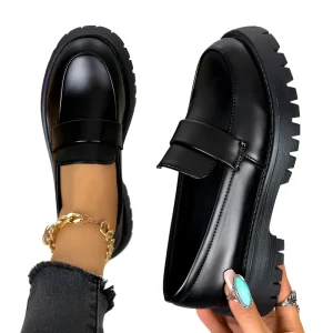Women’s Low Top Solid Black Slip On Loafers Comfortable Breathable Light Weight Walking Shoes for Winter Season Flat Soft
