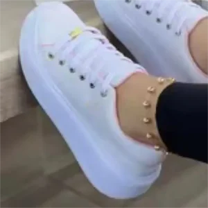 Women’s Low Top Thick Sole Synthetic Leather Upper EVA Midsole Casual Sneakers
