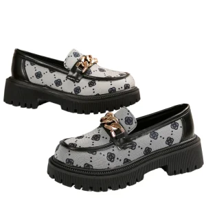 Women’s Luxury Shoes Chain Decoration Loafers Lightweight PU Upper Mary Jane Buckle Comfortable Slip-On Mules