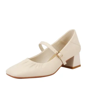 Women’s Mary Jane Block Heels Microfiber Faux Suede Buckle Strap Square Toe All Seasons Flats