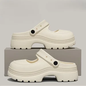 Women’s Mary Jane Clogs Summer Thick Sole Height Increasing Non-slip Shock Absorbing Soft Closed Toe Outdoor Sandals