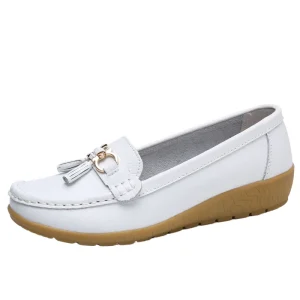 Women’s Mary Jane Flats Ankle Strap Shoes Genuine Leather & Rubber Sole Winter Flat Bean Large-sized Cross-border Export
