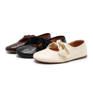 Women’s Mary Jane Satin Bow Soft Genuine Leather Anti-Slippery Comfortable Casual Ballet Flats