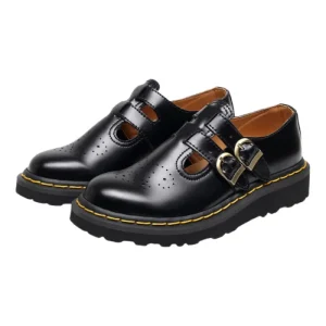 Women’s Mary Jane Walking Shoes Retro Design Elegant Preppy Genuine Leather Loafers Slip On Rubber Outsole Height Increasing