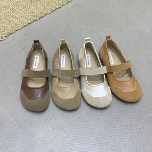 Women’s Mary Janes Shoes Suede Leather Shallow Spring Casual Woman Ballet Flats Soft Breathable Concise Style Loafers