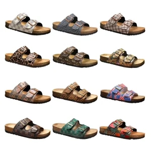 Women’s Men’s Adjustable Mules Custom Color Logo Sandals Leather Cork Clogs Slippers for Men in Stock