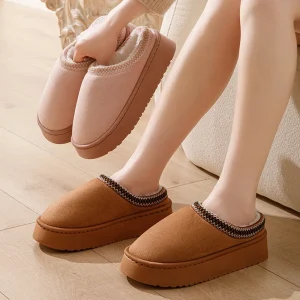 Women’s Men’s Fuzzy House Slippers Indoor Fur Cute Female Animal Cotton Bedroom Cloud Slides Christmas