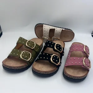 Women’s Men’s Genuine Leather Cork Footbed Slides Casual Outdoor Closed Toe Clogs Fashion Mules Shoes