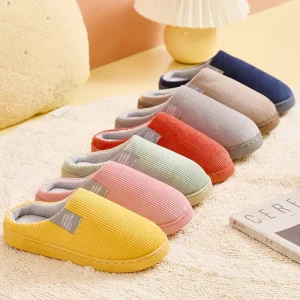 Women’s Men’s Indoor Winter Slippers with Open Toe Thick Soft Bottom Anti Slip TPR Outsole Household Plush Thermal Slippers
