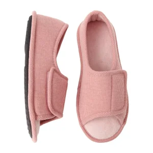 Women’s Men’s Knitted Fabric Open Toe Memory Foam Slippers Non-slip Adjustable Widened Slippers