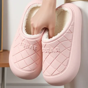 Women’s Men’s Winter Warm Indoor Slipper EVA Sole Plush Bear Cartoon Design Non Slip Soft Cushioned for Couple’s Shoes