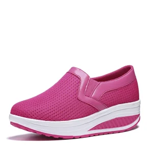 Women’s Mesh Breathable Sneakers Sport Casual Shake Shoes Thick Sole Wedges Height Increasing Shoes