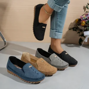 Women’s Metal Decor Moccasins Slip-on Casual Loafer Comfort PU Flats for Office & Daily