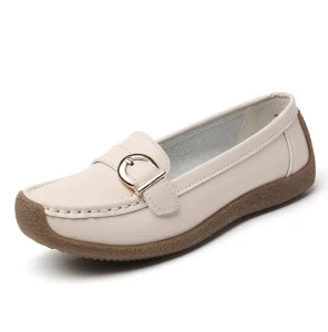 Women’s Microfiber Leather Loafers Adjustable Strap Slip-On Shoes Soft Sole Comfortable Flexible Large Size