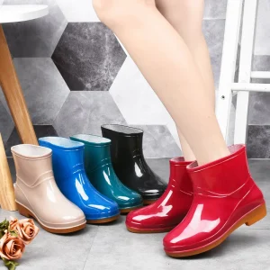 Women’s Mid-Calf Anti-Slip PVC Rain Boots Waterproof Breathable Light Weight & Hard-Wearing Chef Shoes