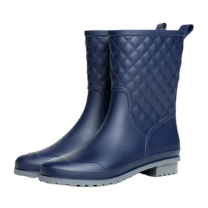 Women’s Mid Calf Clear Rain Boots Waterproof Lightweight Non Slip Ladies Comfortable Garden Shoes Short Gumboots