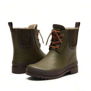 Women’s Mid Calf Shock absorbing Thick soled Warm Waterproof Anti Slippery All Seasons Rain Boots Walking Shoes