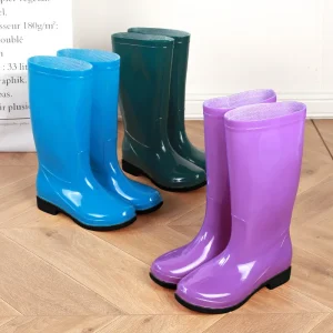 Women’s Mid Tube PVC Light Weight Anti Slippery Waterproof Comfortable Summer Rain Boots for All Seasons