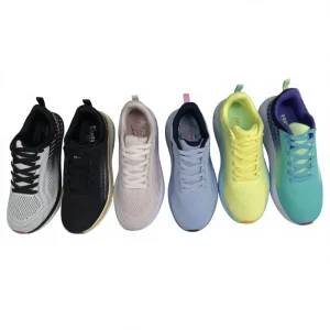 Women’s Mixed Color Casual Sneakers Jacquard Breathable Platform Height Increasing Wedge Chunky Light Weight Lace Up Fashion