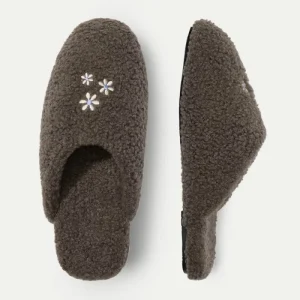Women’s Mule Slipper with Customized Embroidery Indoor Outdoor Cushy Memory Foam Sherpa Fluffy Slipper