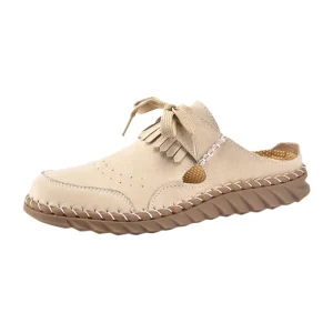 Women’s Mules Clogs Loafer Flats Sandals Slides Slippers Slide Sliders Flat Heeled Outdoor Handmade Tassels Covered Toe