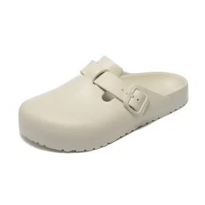 Women’s Mules Cow Suede Leather Cork Clogs Summer Mesh Closed Toe Flat Slippers Cushioning Anti-slip
