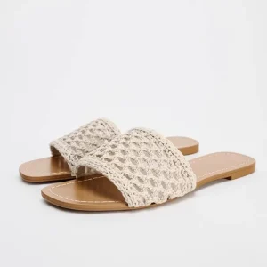 Women’s Mules Slippers for Summer Flat Hollow Beach Flip Flops Sandals for Beach Wear