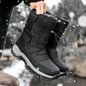 Women’s New Fashion Mid-Calf Snow Boots Winter Round Comfort Warm Plus Thick Rubber Soles Anti-Slip