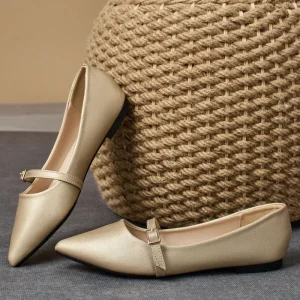 Women’s New Style 35-45 Fashion Pointed Toe Flat Ballerinas Casual Slip on Shoes with Light Feature for Summer