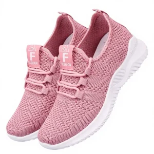 Women’s New Style Autumn Lightweight Lace Up Mesh Upper Casual Running Shoes Breathable Comfortable Soft Soled Sneakers Solid
