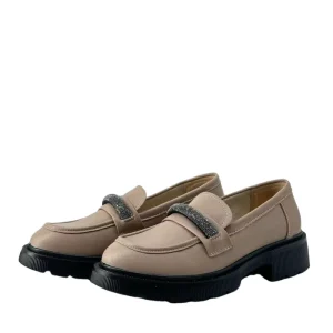 Women’s New Style Solid Color Loafers Shoes with Retro Metal Buckle Thick Soled and Anti Slip for All Seasons
