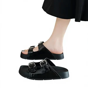 Women’s New Summer Outdoor Sandals Pairing Skirts Casual All Match Round Toed Thick Soled PVC Outsole