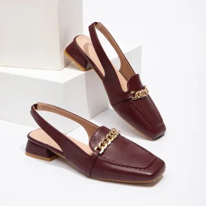 Women’s New Thick Heel Sheepskin Flat Dress Shoes With Square Toe Slip on Closure Casual Sandals for Summer and Autumn