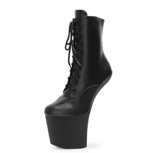 Women’s No Heel Ankle Boots Open Toe Autumn Pole Dance Stage Performance Lacquer Baking