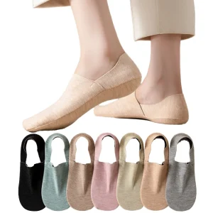 Women’s No Show Socks Invisible Cotton Liner Socks Anti Slip Silicone Grip Low Cut Boat Socks for Flats & Loafers