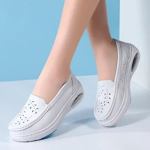 Women’s Nurse Shoes Comfortable Lightweight Non-Slip Wear-Resistant White Angel Work Shoes Versatile Flats