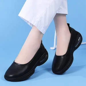 Women’s Nurse Shoes with Soft Breathable Microfiber Leather Upper Odor-Resistant Slip-Proof Soles for Hospital Work