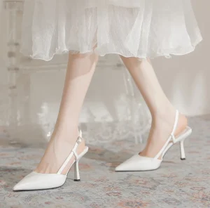 Women’s Open Back High Heels Patent Leather Peep Toe Pumps Pointed Toe Stiletto Dress Shoes for Office Commuting