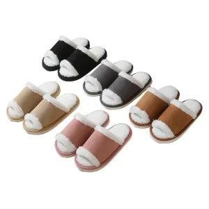 Women’s Open Toe Anti-Slip Memory Foam Spring Cushioning EVA Outsole Plush Lining Home Bedroom Slippers