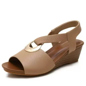 Women’s Open Toe Casual Summer Roman High Heel Wedge Sandals Breathable Leather Lightweight Platform Beach Sandals