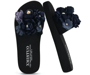 Women’s Open Toe Casual Wedge Heel Slide Slippers Non Slip Fashion High Heel Sandals for Summer Beach Outdoor Use