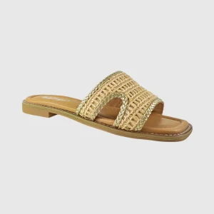 Women’s Open Toe Flat Slippers Soft Straw Woven Flat Sandals Slip On Ladies Casual Shoes Lightweight Outdoor Summer Anti Slip