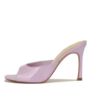 Women’s Open Toe Stiletto Mule Sandals Patent Leather Slip-on High Heels for Party Daily Wear