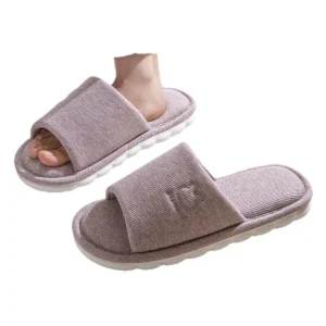 Women’s Open toe Flax Upper Cotton Linen Fabric Home Use Indoor Soft PVC Outsole Breathable Anti Slip Sweat absorbing Spring