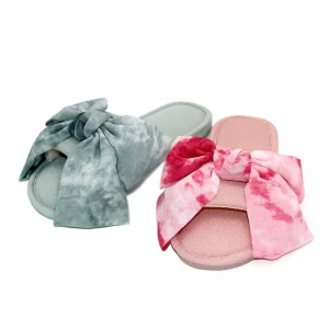 Women’s Opened Toe Slide Sandals with Durable Rubber Sole and Bow Anti Skid Mesh Lining for Indoor Use for Summer and Spring