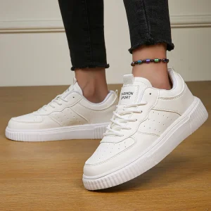 Women’s Outdoor Casual Sneakers White Spring Autumn Sports Skateboard Breathable Light Weight Fashion Comfortable Leather Shoes