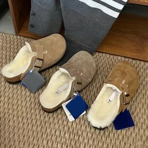 Women’s Outdoor Flat Sandal Mules Clog Button Closure