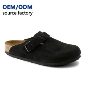 Women’s Outdoor Flat Sandal Mules Clog for Real Leather Suede Cork Foot Bed Solid Eva Midsole All Seasons