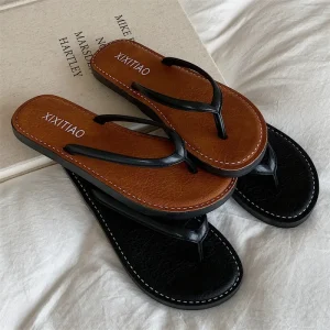 Women’s Outdoor Flip Flops Summer INS Vintage Style Soft Flat Sole Fairycore Beach Casual Sandals